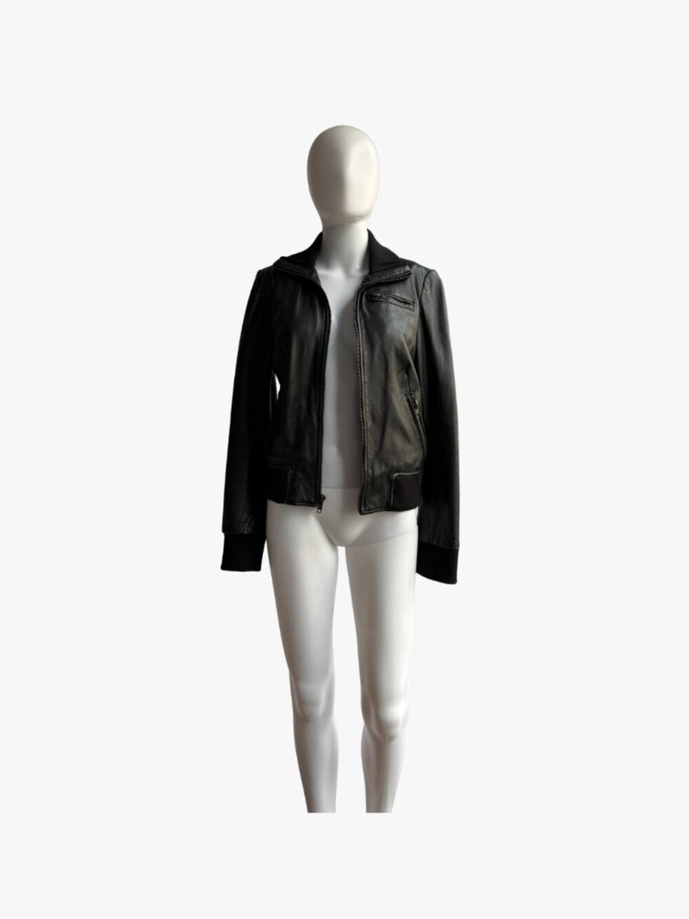 Black Rivet Genuine Leather Bomber Jacket